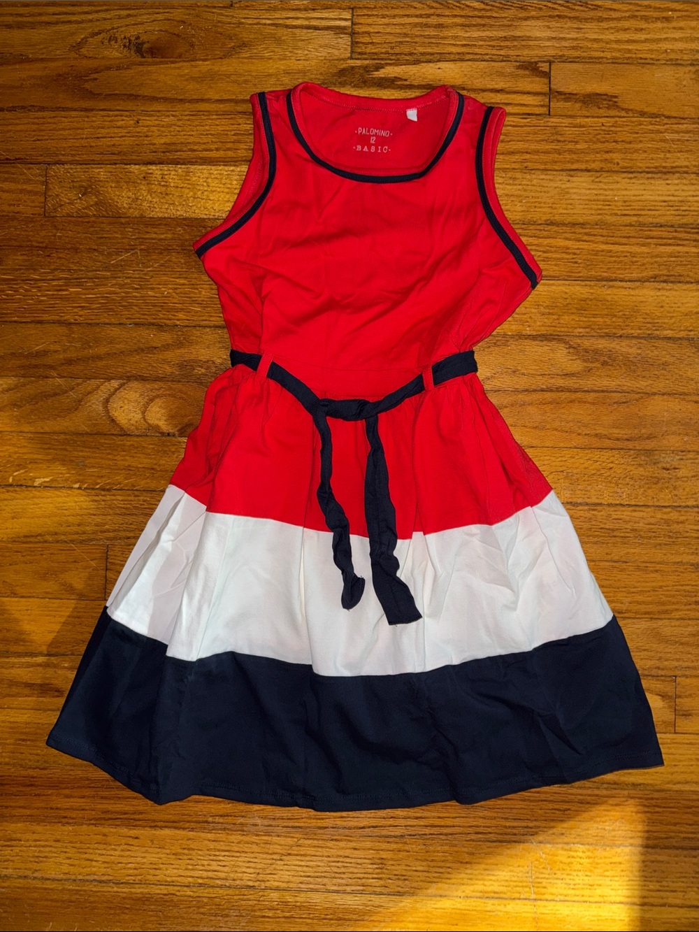 Girls' Red, White & Navy Striped Sleeveless Dress by Palomino Basic